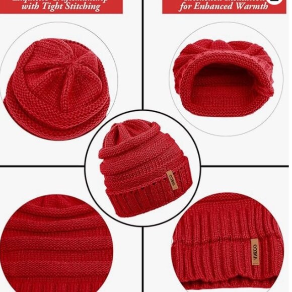 Winter Warm Sets Buffalo Plaid Scarf Knitted Beanie Hat Gloves Earloop Warm Cove - Picture 3 of 3